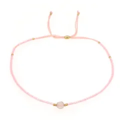 Lily armbnd (rosa miyukiperler og lille rosakvarts sten)