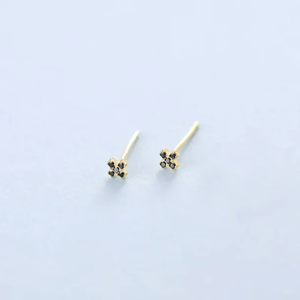 Sm kryds restikker med sort zirkonia sten (Forgyldt) UDEN SMYKKESKE