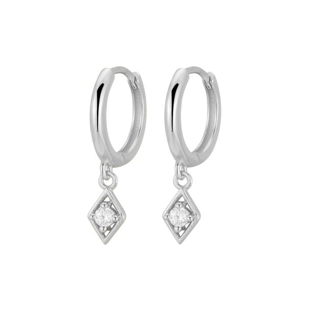 Forslvet hoops med diamantformet vedhng (UDEN smykkeske)