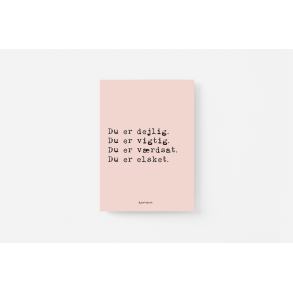 Du er elsket. (Rosa) Hjertekort