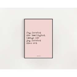 Jeg forstod din krlighed - rosa Hjertekort