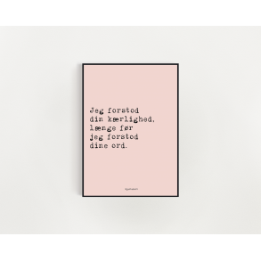 Jeg forstod din krlighed - rosa Hjertekort