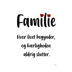 Familie - hvor livet begynder og krligheden aldrig slutter A5 kort
