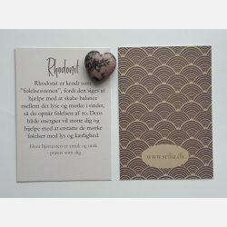 Rhodonit hjertesten med A7-kort | F�lelsesstenen