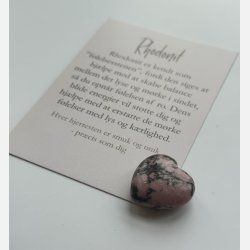 Rhodonit hjertesten med A7-kort | F�lelsesstenen