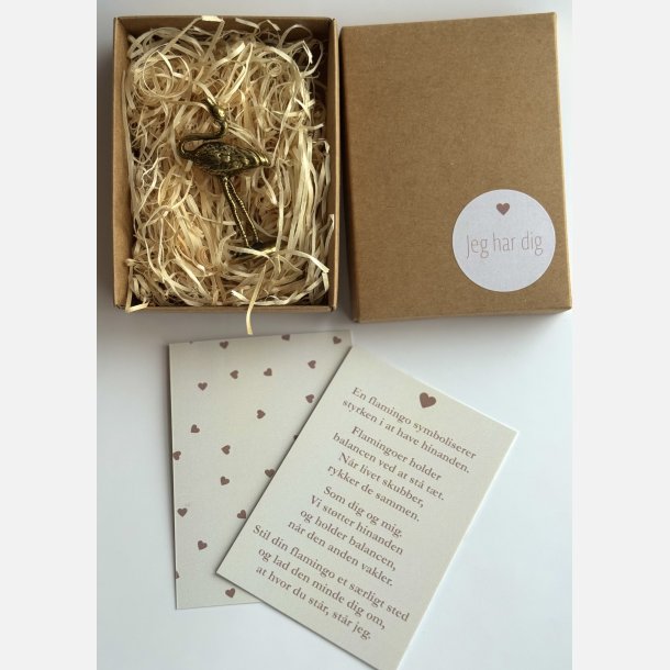 Lille flamingo | messingfigur og A7-kort | dig og mig