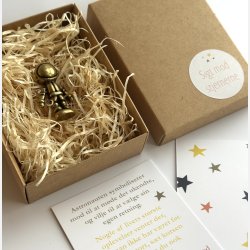 Lille astronaut | messingfigur og A7-kort | mod og styrke