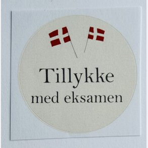 Tillykke med eksamen  (Papirklistermrke 4 cm dia)