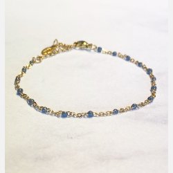 Armbnd med sm gr emaljekugler (Forgyldt stl) UDEN SMYKKESKER