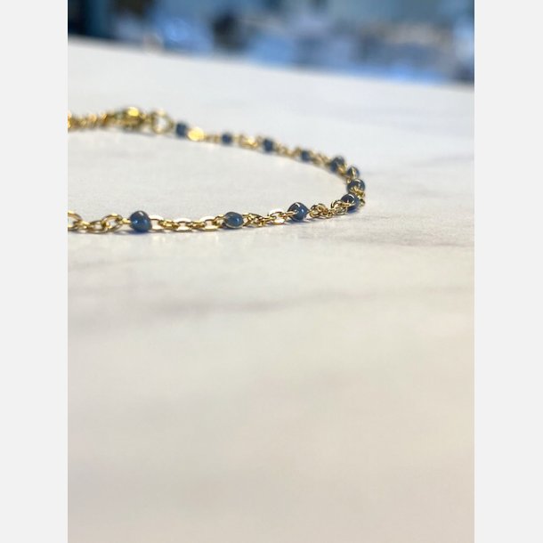 Armbnd med sm gr emaljekugler (Forgyldt stl) UDEN SMYKKESKER