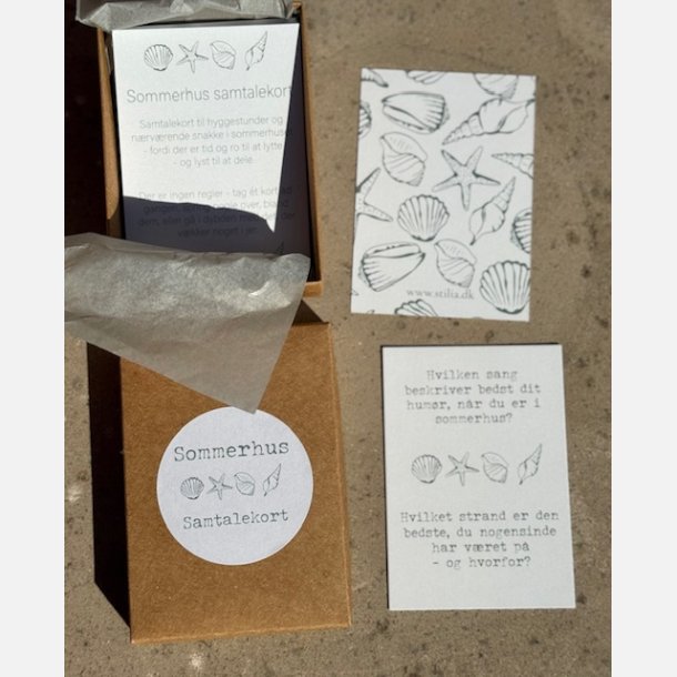 Sommerhus-samtalekort (A7 kort pakket i ske)