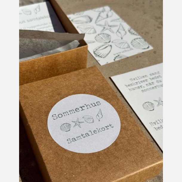 Sommerhus-samtalekort (A7 kort pakket i ske)