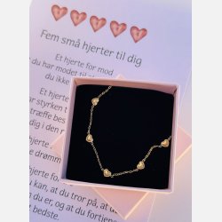 Fem sm� hjerter | Forgyldt armb�nd og A5 kort til konfirmand
