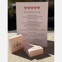Fem sm� hjerter | Forgyldt armb�nd og A5 kort til konfirmand
