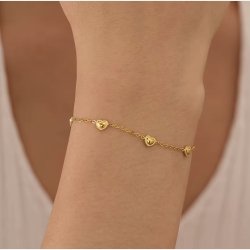 Fem sm� hjerter | Forgyldt armb�nd og A5 kort til konfirmand