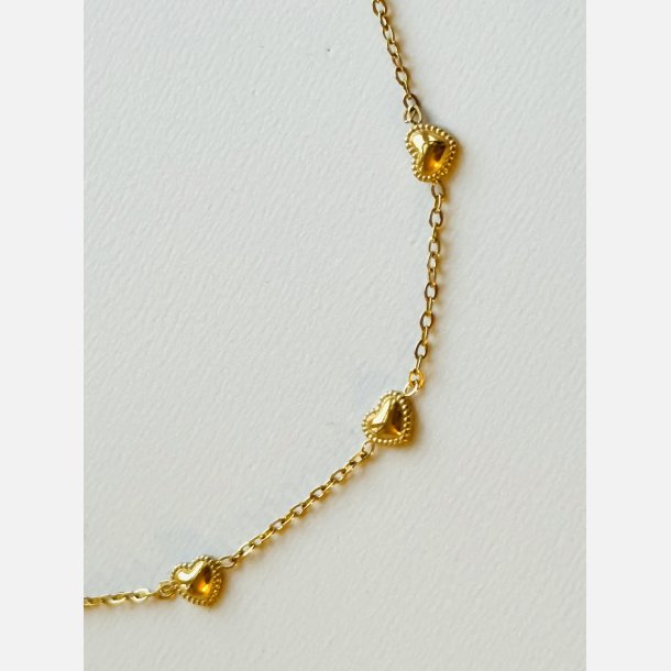 Fem sm� hjerter | Forgyldt armb�nd og A5 kort til konfirmand