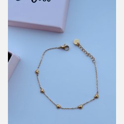 Fem sm� hjerter | Forgyldt armb�nd og A5 kort til konfirmand