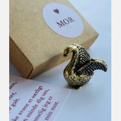 Lille svane | messingfigur og A7-kort | MOR