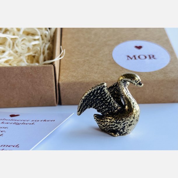 Lille svane | messingfigur og A7-kort | MOR