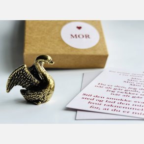 Lille svane | messingfigur og A7-kort | MOR
