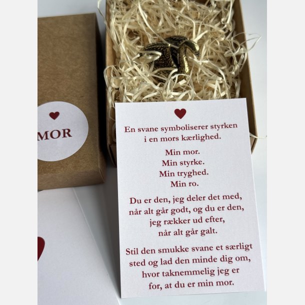 Lille svane | messingfigur og A7-kort | MOR