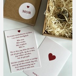 Lille svane | messingfigur og A7-kort | MOR