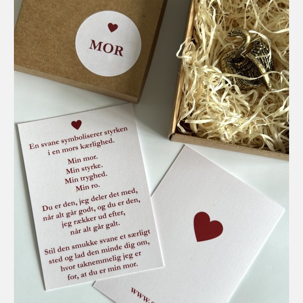 Lille svane | messingfigur og A7-kort | MOR