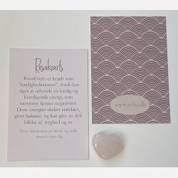 Rosakvarts hjertesten med A7 kort 