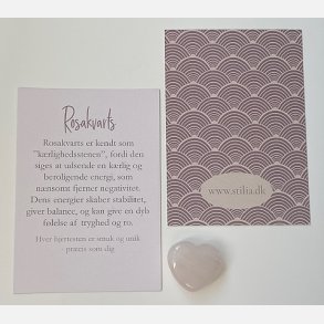 Rosakvarts hjertesten med A7 kort 