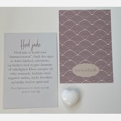 Hvid jade hjertesten med A7 kort 