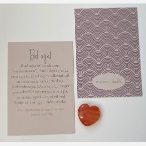 Rd agat hjertesten med A7 kort 