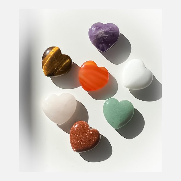 Rosakvarts hjertesten med A7 kort 