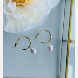 Nila hoops med perle (Forgyldt) UDEN SMYKKE�SKE