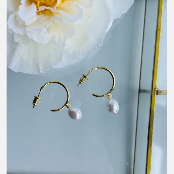 Nila hoops med perle (Forgyldt) UDEN SMYKKE�SKE