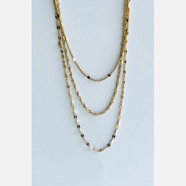 Ivy halsk�de 3 lag (forgyldt) 42+5,5cm