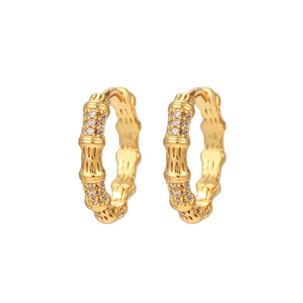 Sisse sm� creoler med zirkonia (Forgyldt og fors�lvet) UDEN SMYKKE�SKE