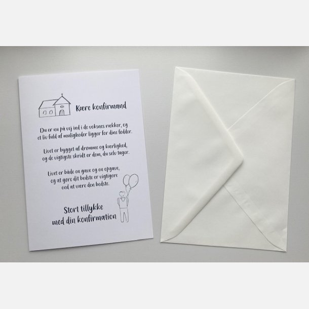 Kre konfirmand (DRENG) (A5 telegram med tilhrende kuvert)