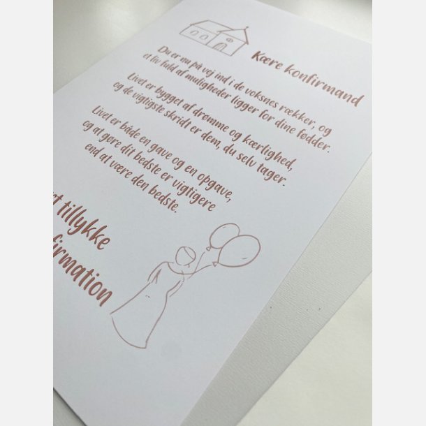 Kre konfirmand (PIGE) (A5 telegram med tilhrende kuvert)