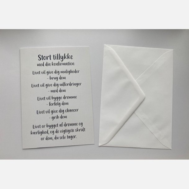 Stort tillykke med din konfirmation (A5 telegram med tilh�rende kuvert)