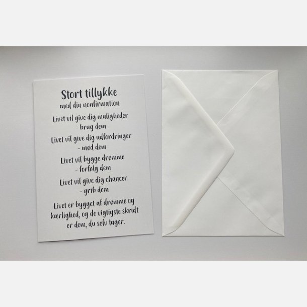 Stort tillykke med din nonfirmation (A5 telegram med tilh�rende kuvert)