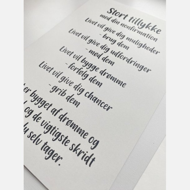 Stort tillykke med din nonfirmation (A5 telegram med tilh�rende kuvert)