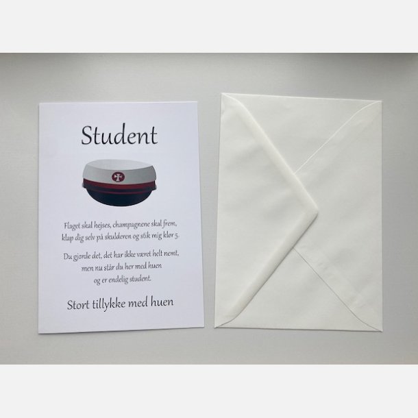 Student rd hue (A5 telegram med tilhrende kuvert)