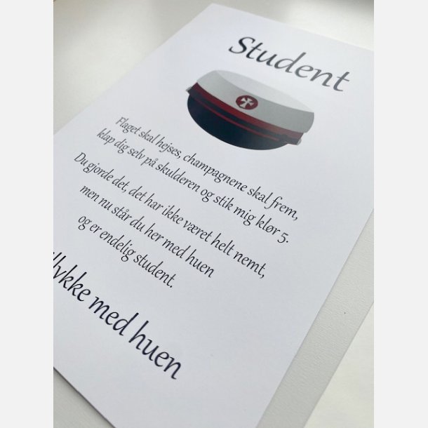 Student rd hue (A5 telegram med tilhrende kuvert)