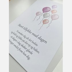 Stort tillykke med dagen (rosa balloner)  (A5 telegram med tilhrende kuvert)
