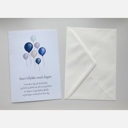 Stort tillykke med dagen (bl balloner)  (A5 telegram med tilhrende kuvert)