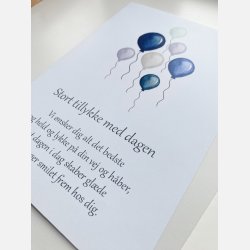 Stort tillykke med dagen (bl balloner)  (A5 telegram med tilhrende kuvert)