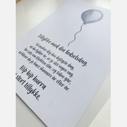 Tillykke med din fdselsdag bl ballon (A5 telegram med tilhrende kuvert)
