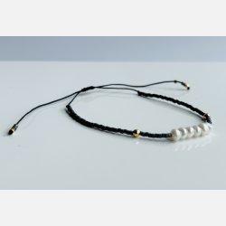 Justerbart armb�nd med perler (Gr�) UDEN smykke�ske