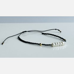 Justerbart armb�nd med perler (Gr�) UDEN smykke�ske