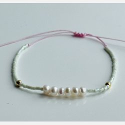 Justerbart armb�nd med perler (Lys mint) UDEN smykke�ske
